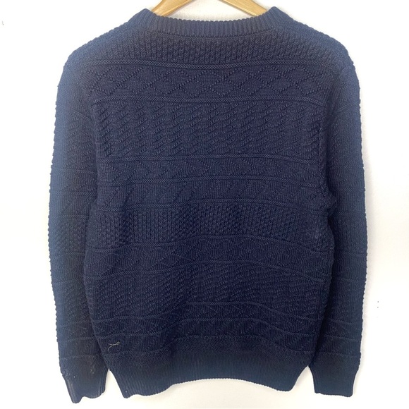 J Crew Men’s Guernsy Stitch Navy Blue Heavy Cotton Crewneck Sweater Size XS NWT - Picture 3 of 10